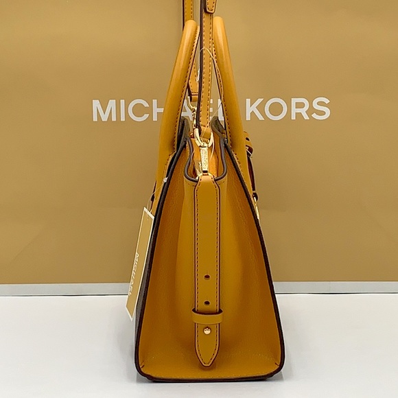 MICHAEL KORS
Avril Small Logo Top-Zip Satchel / Crossbody Marigold/ Brown Color - Picture 7 of 16